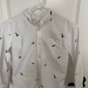 Boys White button down Shirt with Parrots